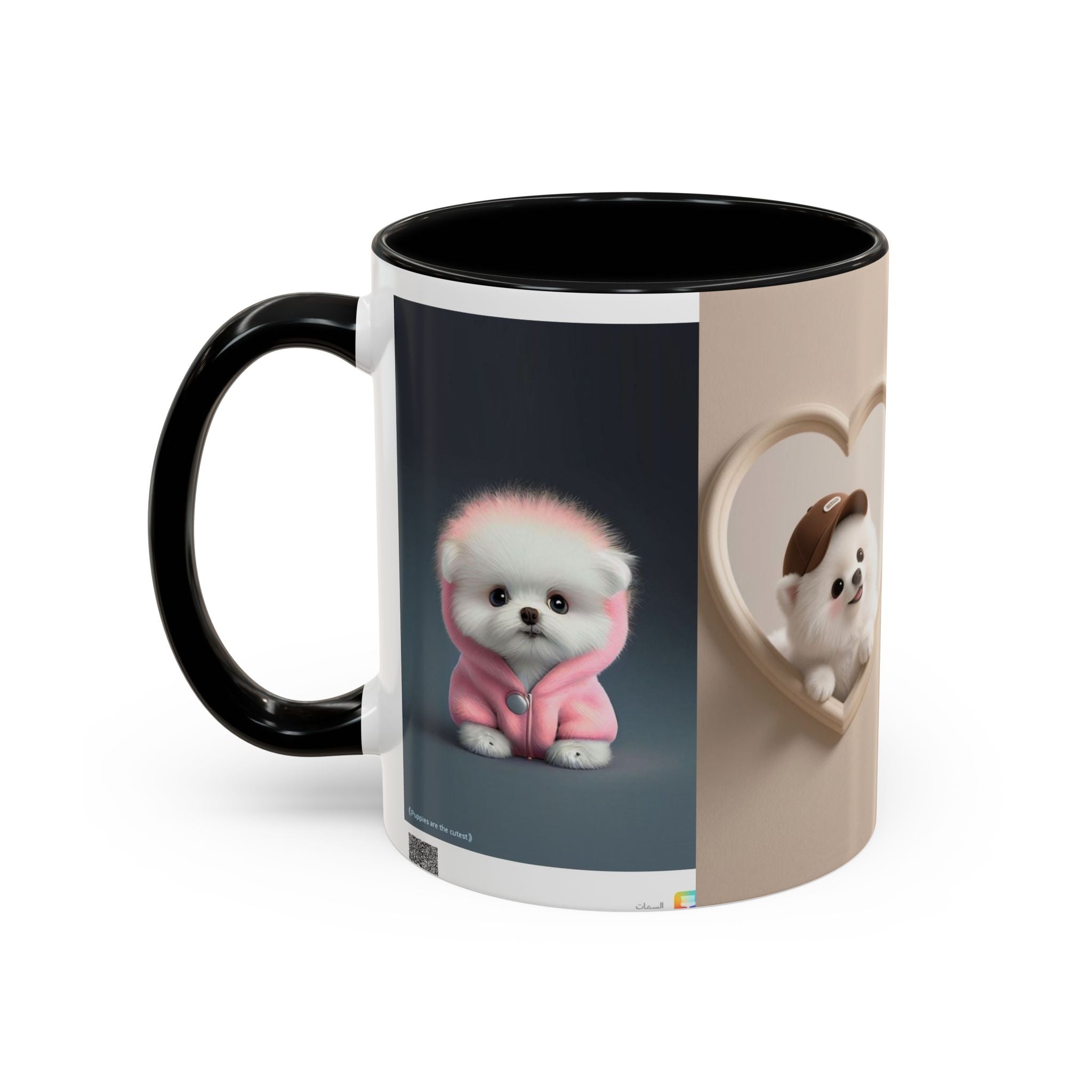 Cute Puppy & Red Spider Emblem Accent Coffee Mug (11/15oz)