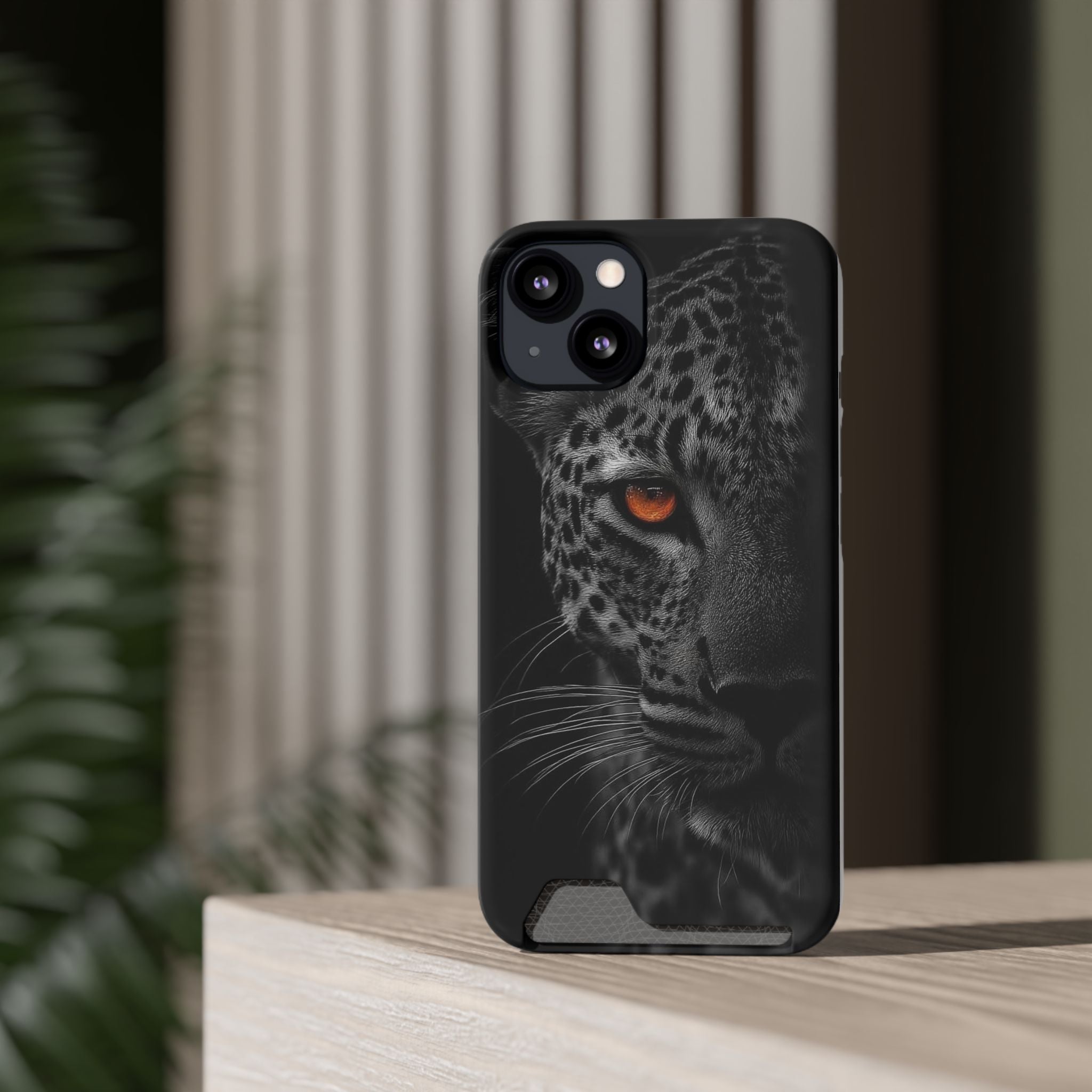 Leopard Gaze Phone Card Case — Rugged Protective Case with Card Holder