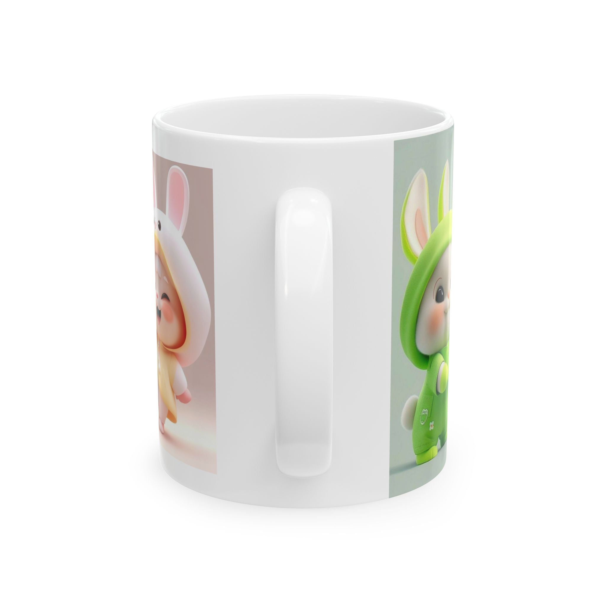 Cute Bunny & Pomeranian Ceramic Mug — Cute Animal Coffee Cup (11oz, 15oz)