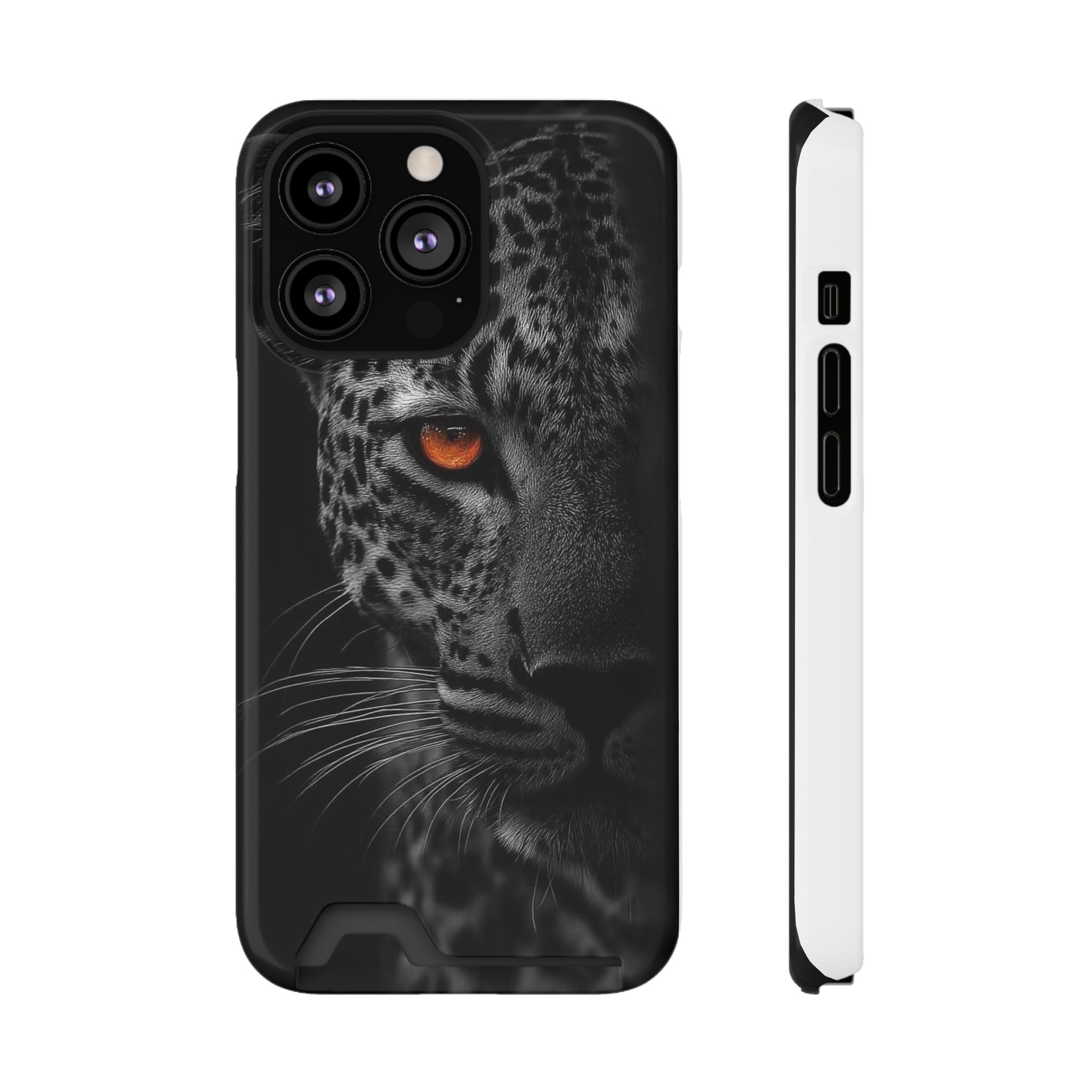 Leopard Gaze Phone Card Case — Rugged Protective Case with Card Holder