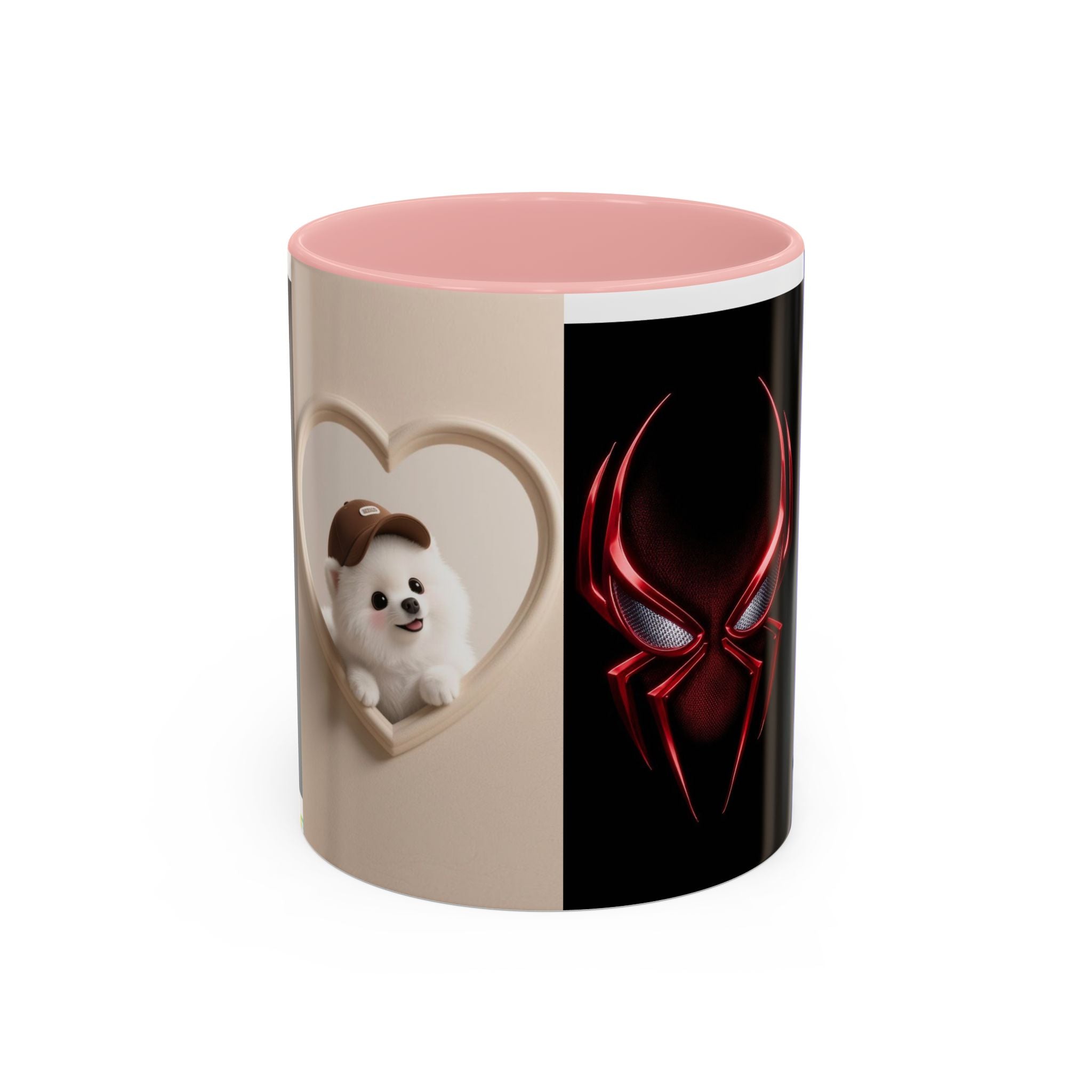 Cute Puppy & Red Spider Emblem Accent Coffee Mug (11/15oz)