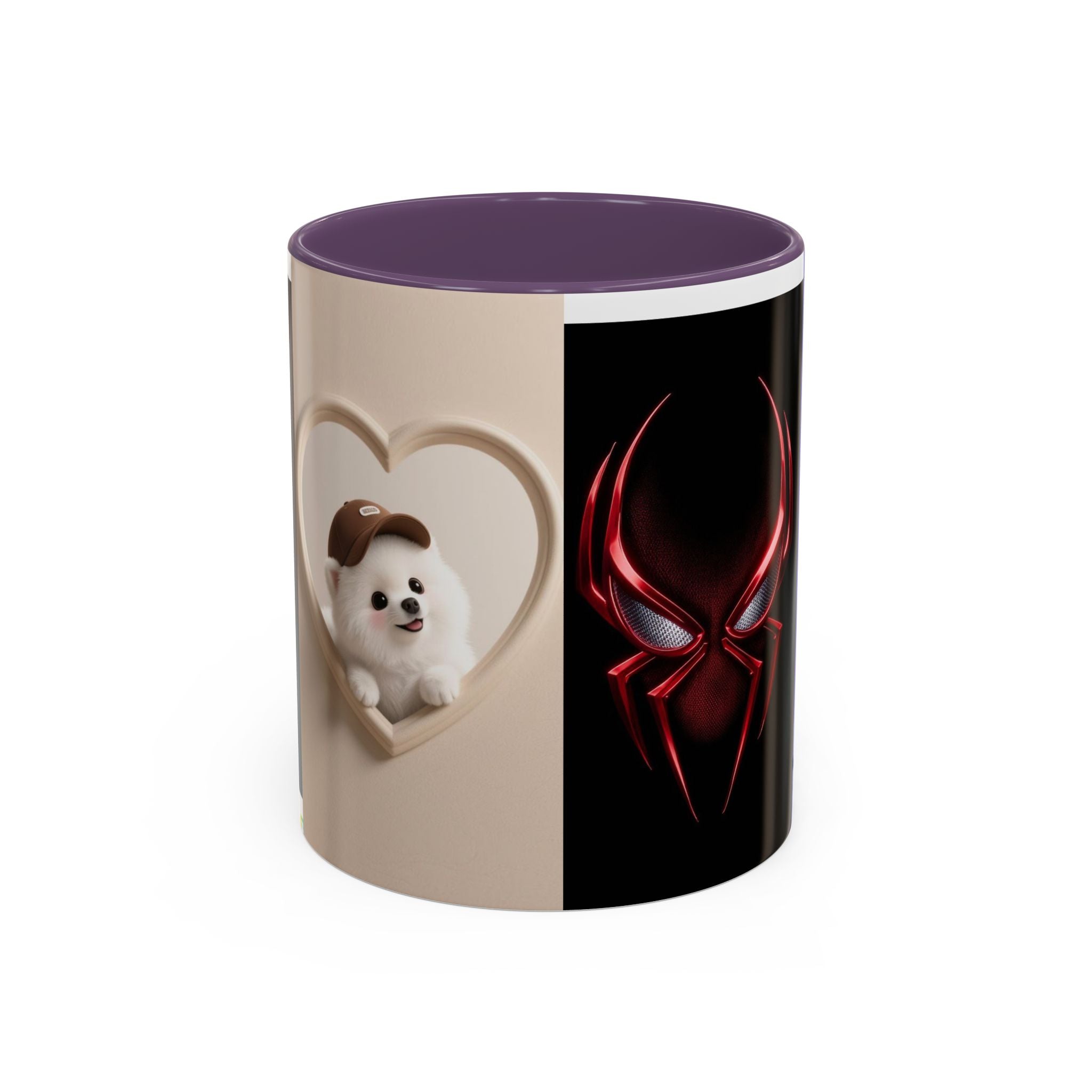 Cute Puppy & Red Spider Emblem Accent Coffee Mug (11/15oz)