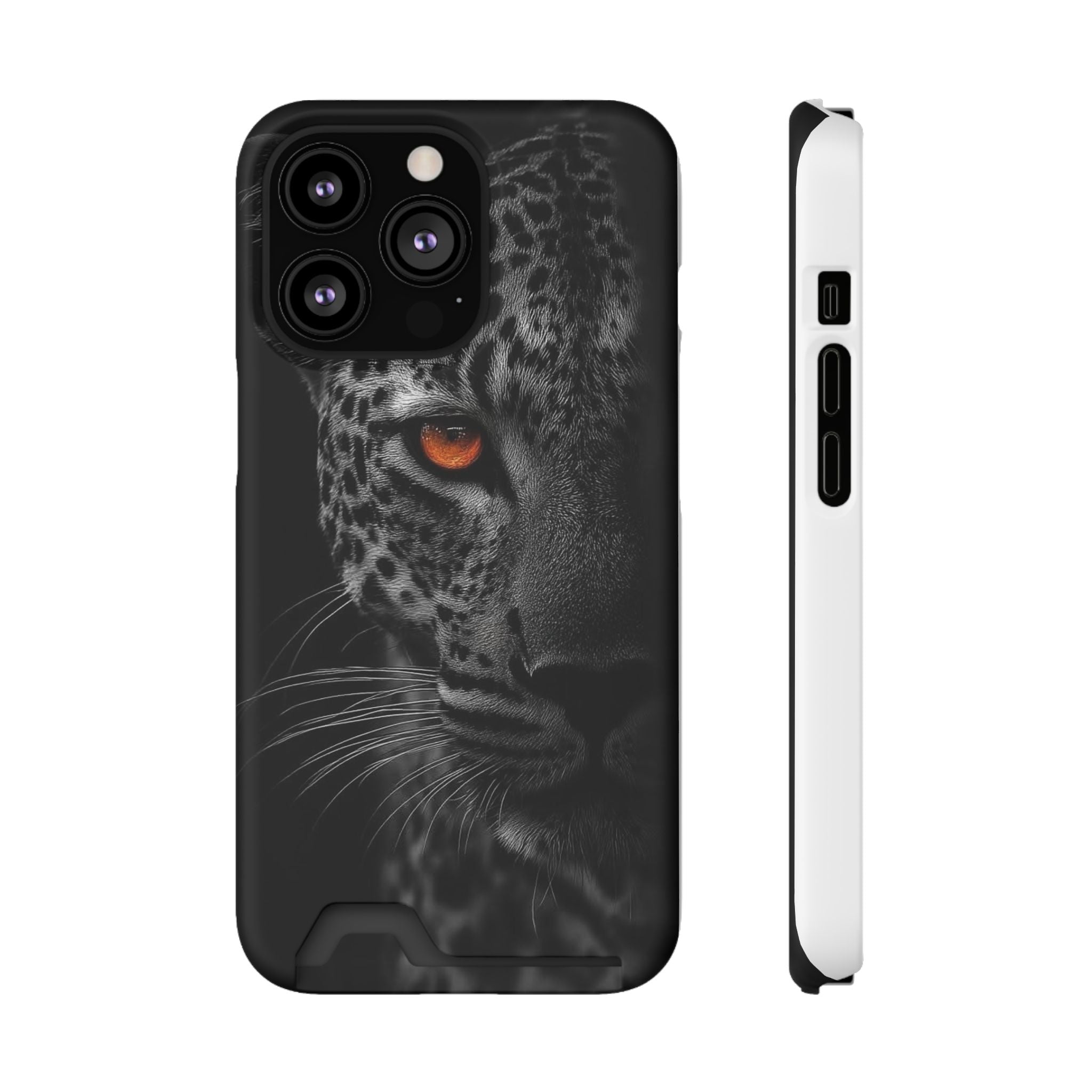 Leopard Gaze Phone Card Case — Rugged Protective Case with Card Holder