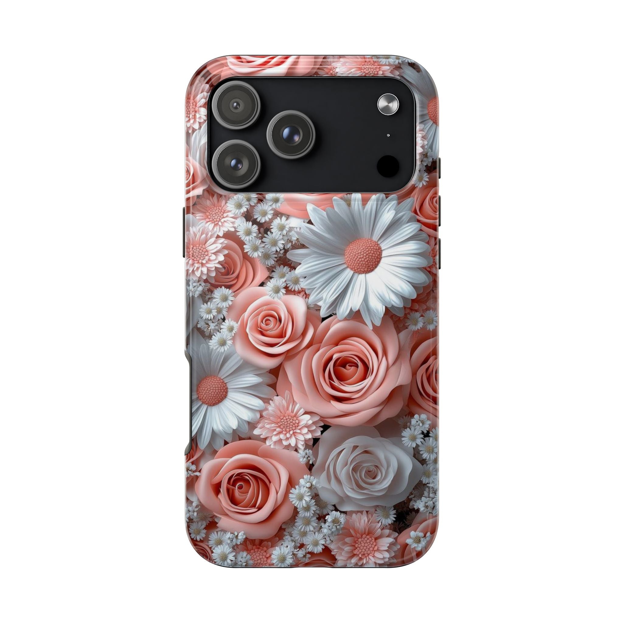 Daisy Field Tough Phone Case — Orange & White Floral Protective Cover