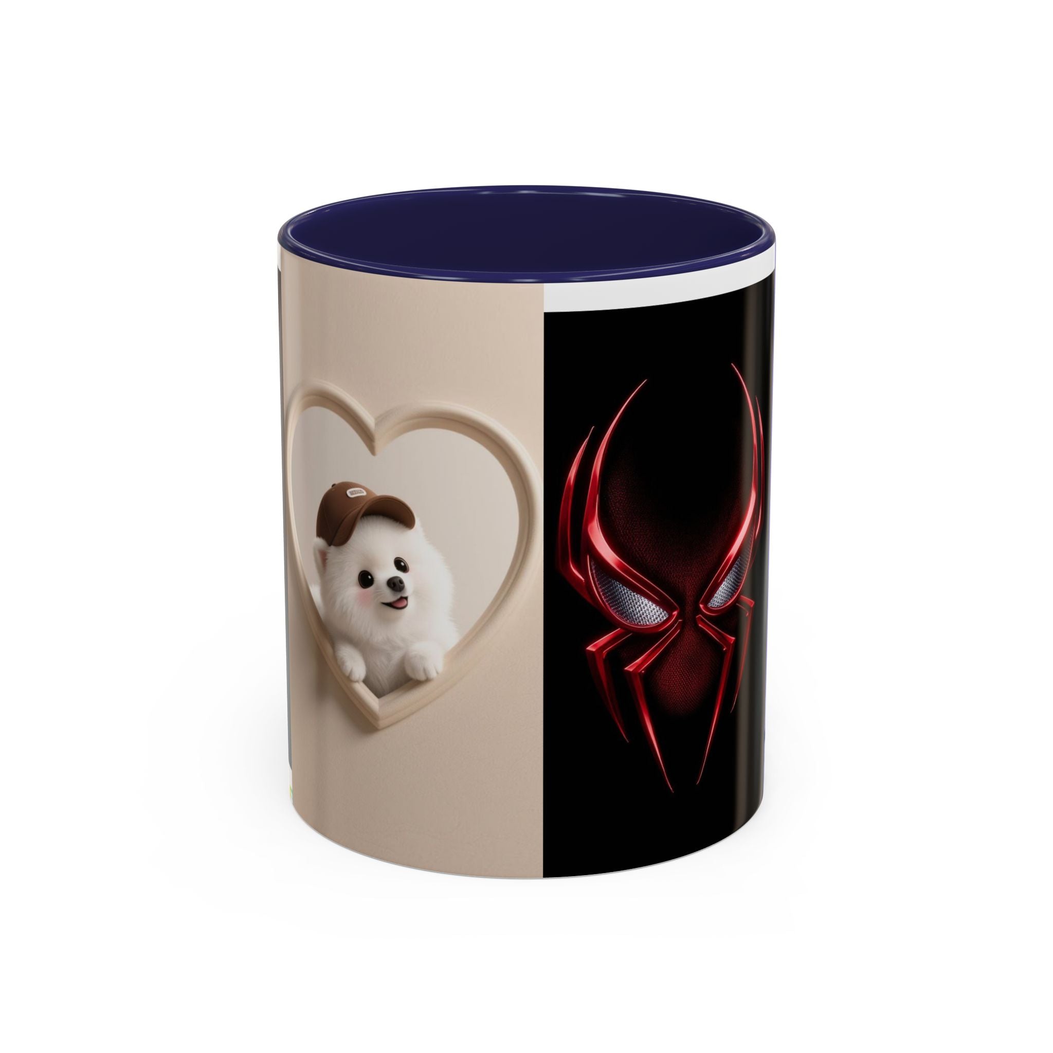 Cute Puppy & Red Spider Emblem Accent Coffee Mug (11/15oz)